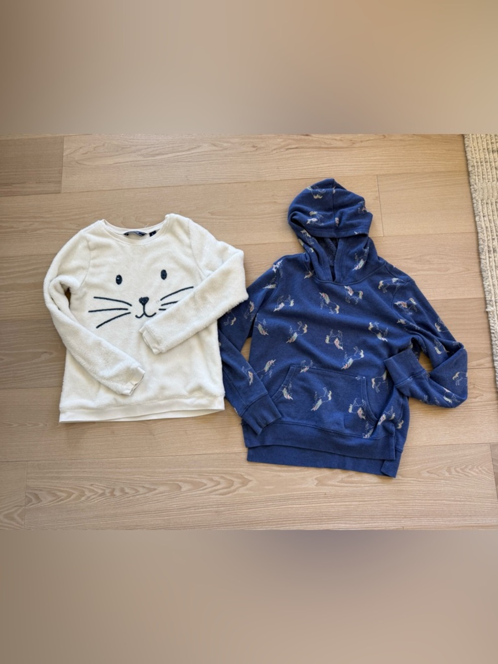 Lands' End Cat Sweatshirt & OshKosh Unicorn Hoodie Girls Size 14